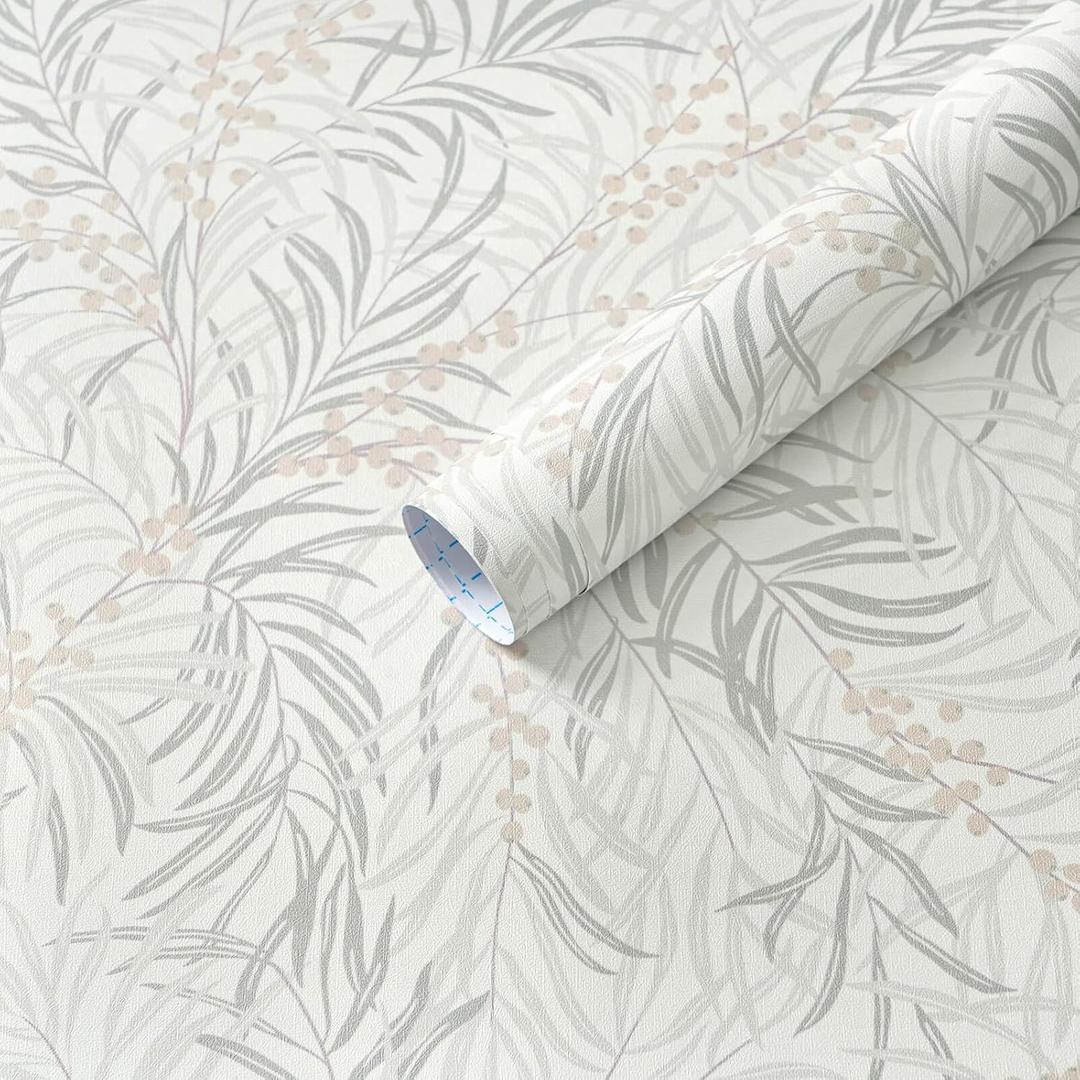 Vintage Peel and Stick Wallpaper for Bedroom Beige Leaf Self-Adhesive