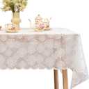 Jayla White Lace Tablecloth 60 X 120 Inches Rectangle Camellia Flower Embroidered Wedding Table Cloths for Outdoor Party Reception, Dinner Party, Baby Shower, Tea Decorations, Home Decor