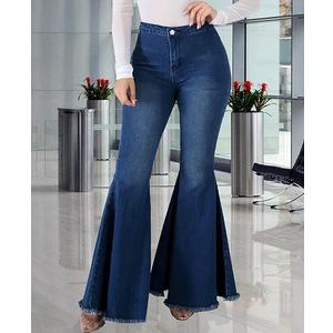 Bell Bottom Jeans for Women High Waisted Stretch Ripped Skinny Hole Classic Raw Hem Denim Flare Pants M 