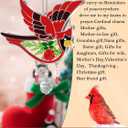 KY&BOSAM Cardinal Suncatcher Had-Painted Staine Glass for Windows Hangings Wind Chimes Pressed Real Flower Wings Glass with Metal Heart Charm Birthday Gifts for Women Mother's Day(A Special Aunt)