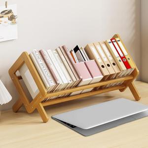 Wood Tilting Bookcase in Living Room/Home/Office, Desktop Book Shelf Organizer Bookshelves Storage Rack for CDs/Magazine/Books Display (Coffee, 16"-L) Yellow