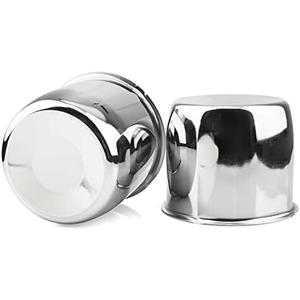 Rheedal 2Pcs 4.25inch Trailer Wheel Center Caps Push Thru 4.25" Bore 3.66" Tall for Truck SUV RV Wheel Rim, Chrome Silver Wheel Cover