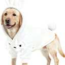 Dog Easter Bunny Costume with Rabbit Ears & Fluffy Tail,Cute Rabbit Pet Outfit for Dogs,Warm Plush Halloween Party Puppy Clothes Hoodie Sweater Shirt,XXL (XXL(Chest:26.7inch), White)