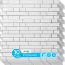 Art3d 10-Sheet Heavy-Duty Peel and Stick Backsplash, Waterproof Wall Tiles Stick on Kitchen Backsplash Living Space, White with Gray Grout (12 x 12 Inch)