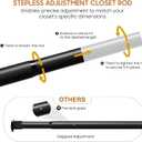 Closet Rods for Hanging Clothes, 16 to 88 Inch Stepless Adjustable Closet Rod, Heavy Duty 1.3 Inch Closet Hanging Rod for Closet Wardrobes Laundry, 1 Pack, Black