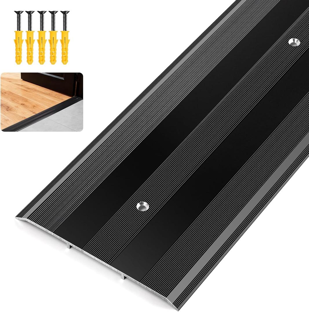 Raytano 36"L 5"W 0.25"H Extra-Sturdy Aluminum Door Threshold Strip,Thicken Floor Transition Strip for Commercial and High Traffic Places, Size 36in5in0.25in (Black)