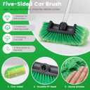 Car Wash Brush with Long Handle, 60'' Soft Bristle Cleaning Brush, Car Cleaning Brushes, Carwash Brushes for SUV, RV, Boat, Truck, House Siding, Sweep Snow, Green