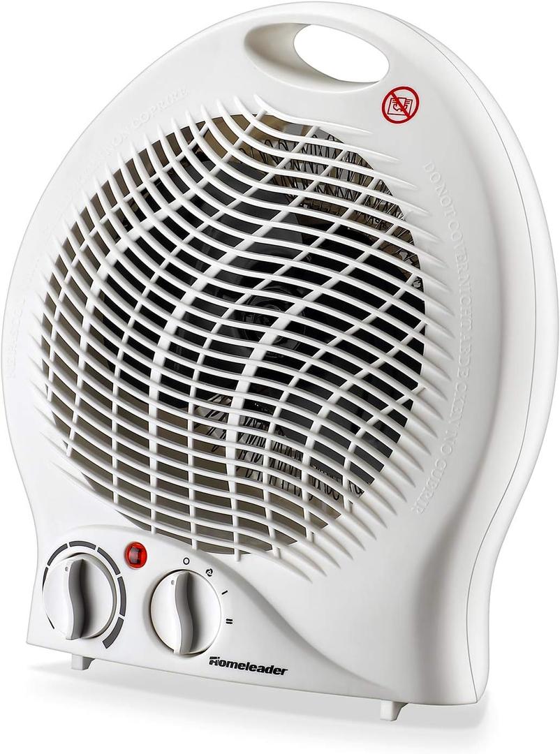 Homeleader Space fan heater, 2-Speed Small Portable Heater with Thermostat, Tabletop/Floor Ceramic Heater for Office&Small Space (white-ct)