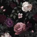 Fvlow Dark Flower Wallpaper Peel and Stick Vintage Pink Rose Contact Paper 17.4" x 393" Black Floral Waterproof Self-Adhesive Wall Covering for Bedroom Countertop Desk Cabinet