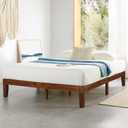Mellow Naturalista Classic 12 Inch Solid Wood Platform Bed with Wooden Slats, Cal King, Espresso, California King