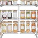 Buzowruil Kitchen L-Shaped Spice Storage Rack Triangle Corner Three-Layer Cabinet Spice Rack,2 Pack (Silver)
