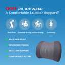 Lofty Aim Lumbar Support Pillow for Car, Memory Foam Lumbar Pillow for Lower Back Pain Relief - Back Cushion for Driving, Chair Support for Car-Office Chair, Wheelchair - Dark Grey, 16.9*12.2*4