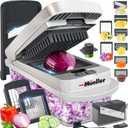 Mueller Pro-Series 10-in-1, 8 Blade Vegetable Chopper, Onion Mincer, Cutter, Dicer, Egg Slicer with Container, French Fry Cutter Potatoe Slicer, Home Essentials & Kitchen Gadgets, Salad Chopper (White Sand/Gray)