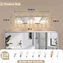 Chrome Light Fixtures, 3 Light Bathroom Vanity Light with 42pcs Crystal Sheet, 22in Modern Vanity Light, Bathroom Lighting Fixtures Over Mirror  Chrome & Round, 3-Light