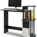 Furinno COMPACT Desk, 28.5" Wide Gaming Desk with Shelves, Computer Desk with Book Shelf, Office Desk for Home Office, Study Room, Dorm, Bedroom, Black