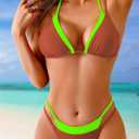 TASHEHE Women's Thong Bikini Set Sexy Y2K Triangle Swimsuit Halter Tie Two Piece Bathing Suit (M)