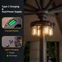 Patio Umbrella Light with Remote Control, Rechargeable Cordless LED Edison Bulbs Pole Light with 10 Brightness Levels for Garden, Patio, Backyard, Camping or BBQ - Brown (1 Pack)