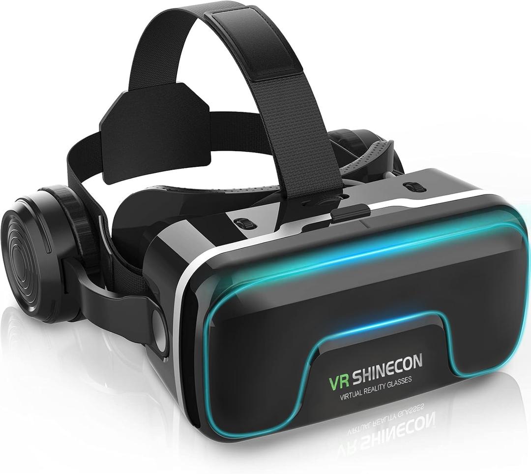 VR Headset with Built-in Headphones, 120 FOV & Aspherical Lenses for Smartphones - Immersive 3D Movies and Gaming Glasses