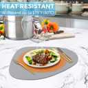 Placemats Set of 6, Heat Resistant Leather Placemats Double Layer, Soft Waterproof Round Table Mats Easy to Clean for Kitchen Dining Room Coffee Office Table, Grey