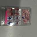 4th of July Press on Nails Medium Almond Fake Nails Red White Blue False Nails with Fireworks Star Bow Designs Cute Acrylic Nail Full Cover Acrylic Glue on Nails for Women Girls Manicure 24Pcs