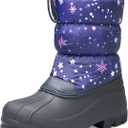 K KomForme Snow Boots for Boys & Girls Warm Waterproof Slip Resistant Winter Shoes (Toddler/Little Kid/Big Kid) (Purple-Star)
