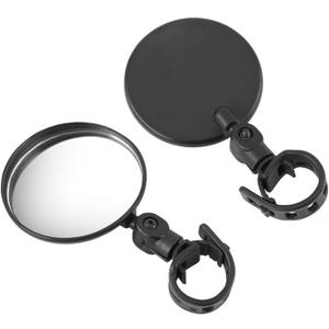 2Pcs Black Adjustable Rear View Mirror for Bikes, Universal Rearview Mirror for Handlebars, Wide Angle Acrylic Convex Safety Mirrors for Adult Bikes/Kids/Road/Mountain Bike