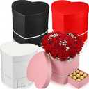 Fullhawl 4 Pack Heart Shaped Flower Box with Drawer,6.1" Mother's Day Gift Box for Roses, Jewelry, Proposals,Weddings, Romantic Floral Arrangement for Birthdays,Anniversaries