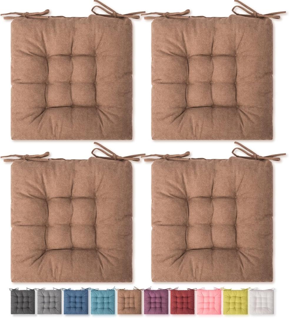 SQUARE MOON Pillow, 4 Pack Chair Cushion with High Resilience Polyester Filling, Fade-Resistant, Outdoor Indoor, Dining, 16x16 inches, Chocolate
