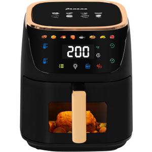 Panana 8QT Large Air Fryer Compact, 8 Preset Menus Airfryer, One-Touch Digital Control Presets, Touchscreen Display, Dishwasher Safe, Nonstick, Fit for Family (Black)