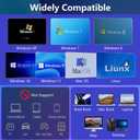 AGPTEK 8 in 1 External CD/DVD Drive for Laptop, USB 3.0 Ultra Slim Portable CD Burner with 4 USB Ports and 2 TF/SD Card Slots, External DVD Drive Compatible with Mac, PC, Windows 11/10/8/7, Linux