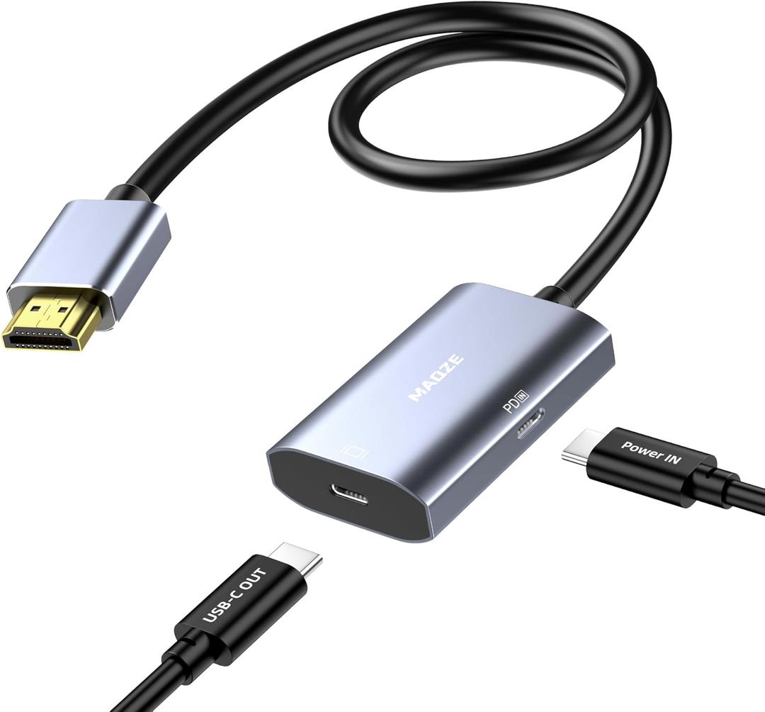 8K@30Hz HDMI 2.1 to USB-C Adapter, 4K@144Hz, 0.5m Graphene Cable with PD 65W Charging,HDMI Male to Type-C Female for USBC Monitor, Laptop, PS5, Xbox