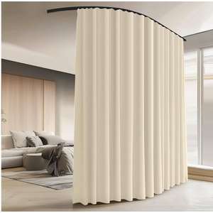 Room Divider Curtains with Ceiling Curtain Track Set Window Curtain for Bedroom,Living Room Total Blackout Thermal Insulated Privacy Ceiling Track Curtain W 15 × H 8 FT Light-Grey Drape