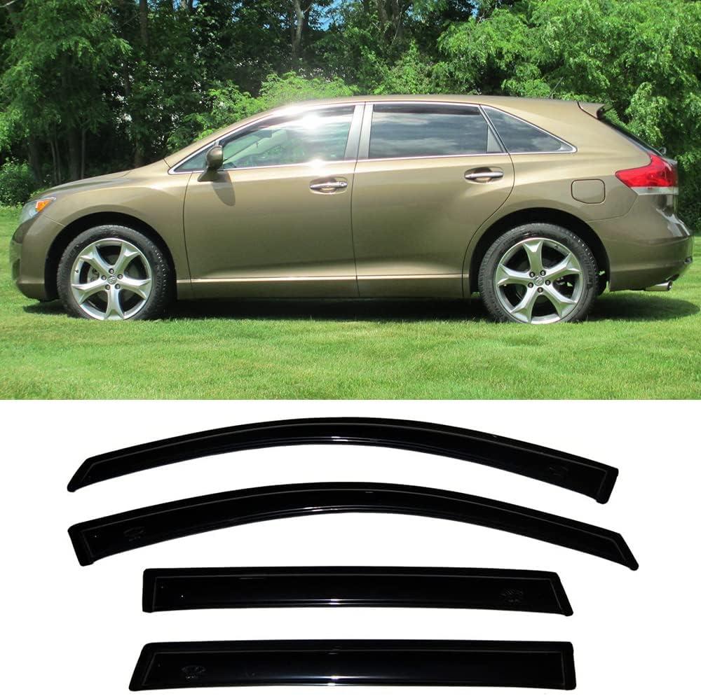 94162 Original Side Window Deflector Visor Rain Guard,Outside Mount Tape-on Shatterproof Dark Smoke,4pc window shades fit for 2009-2016 Toyota Venza