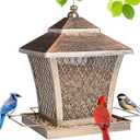 MYITYARD Bird Feeder for Outdoors Hanging, 4 lbs Large Capacity Metal Wild Bird Feeders - Vintage Bronze Finish Rust-Resistant Birdfeeder for Garden Yard Balcony Decor, Easy Fill (Double-layer tower shape)