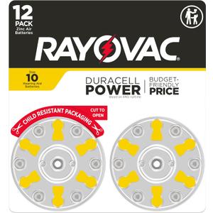 Rayovac Size 10 Hearing Aid Batteries (12 Pack) (Yellow Tab)