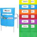 Chair Pockets for classrooms, 6 Bright Color Seat Storage Organizer for Kids School Supplies with 2 Large Pockets Keeps Students Organized and Classrooms Neat (12 Pack)