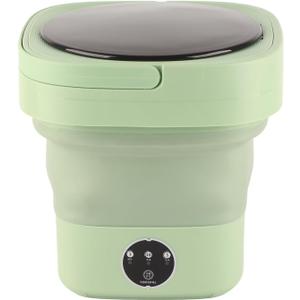 Portable Washing Machine, Foldable Mini Washer 6.5L Capacity Spin Dryer 100-240V Voltage Home Apartment Camping Green