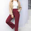 Bamans Womens Dress Pants Flare Leggings Work Office Pants Wide Leg Slacks High Waist Bootcut Business Trousers (L)