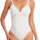 Bodysuits for Women, Tummy Control Full Body Shapewear, Seamless Deep V Neck Thong Body Suit