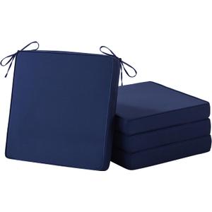 IASEAHK Patio Chair Cushions, 18.5" x 16" x 3" Outdoor Chair Cushions Set of 4, Waterproof Outdoor Cushions for Patio Furniture, Outdoors Seat Cushions Set of 4 with Handle and Ties, Navy Blue
