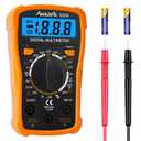Digital Multimeter Voltage Tester, Assark 2000 Counts Multimeter Measure AC DC Voltage DC Current, Meter Tester Test Volt Ohm Amp Diode Continuity, Resistance, Backlit LCD Display, Data Hold Function (Orange)