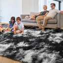 Black White Grey Bedroom Rugs 4x6 Ft,Soft Fuzzy Plush Indoor Floor Area Rug