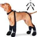 Black Stay-On Suspender Dog Boots | Anti-Slip Waterproof | Adjustable Dog Shoes Paw Protector for Medium Dogs Outdoor Walking Hiking, Size: M