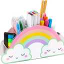 MeCids Pencil Holder for Desk, Acrylic Pen Holder Rainbow Supply Caddy for Home Classroom Homeschool Office Desktop Storage Art Stationery Supplies Organizer Back to School, Birthday Gifts for Kids