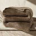 EverGrace Organic Cotton Chunky Knit Throw Blanket, 50 x 60 Stone Taupe | OCS Certified Organic Cotton, Seed Stitch Knit, Soft & Breathable, Cozy Midweight, Decorative Throw for Couch, Bed & Sofa