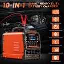 12V 24V Car Battery Charger Heavy Duty, 0-15A Automatic Battery Maintainer with Auto Shutoff, 10 Charging Modes incl. CV/CC & Strong Mode, Smart Trickle Charger for Car Truck Motorcycle RV