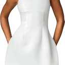 BNGD Women's Backless Vest Basic Dress Sexy Slim Short Dress Sleeveless Open Back Mini Dresses (White, M)