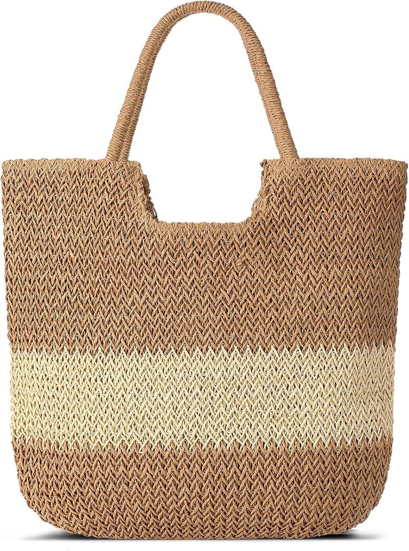 Straw Beach Bags for Women - Summer Woven Tote Bag Shoulder Handbags, Large Beach Bag for Women for Holiday