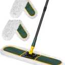 24" Commercial Dust Mop for Floor Cleaning, Heavy Duty Large Mop with Replacement Mops Pads, Industrial Duster Floor Wet Dry Broom for Cleaning Office Garage Hardwood Warehouse (Green, 24" mop)