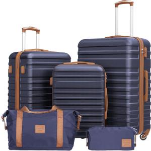 Coolife Suitcase Set 3 Piece Luggage Set Carry On Hardside Luggage with TSA Lock Spinner Wheels (Navy, 3 piece set)